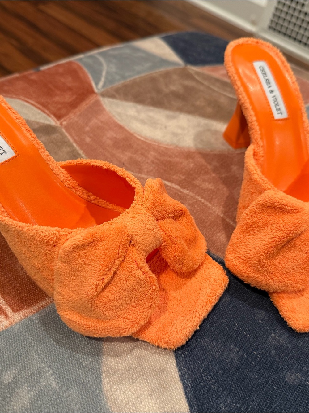Orange Terry-Knot Mule Heels